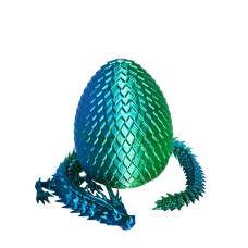 Іграшка рухлива антистерс 3D Дракон у яйці зелений із синім градієнт 42 см 